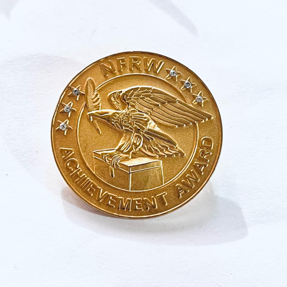 Gold Achievement Award Pin with Eagle and Stars